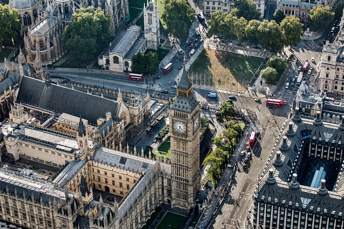 Aerial view of Westminster and Big Ben